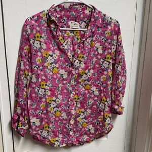 HOLDING HORSES Pink Floral Button-Down Shirt